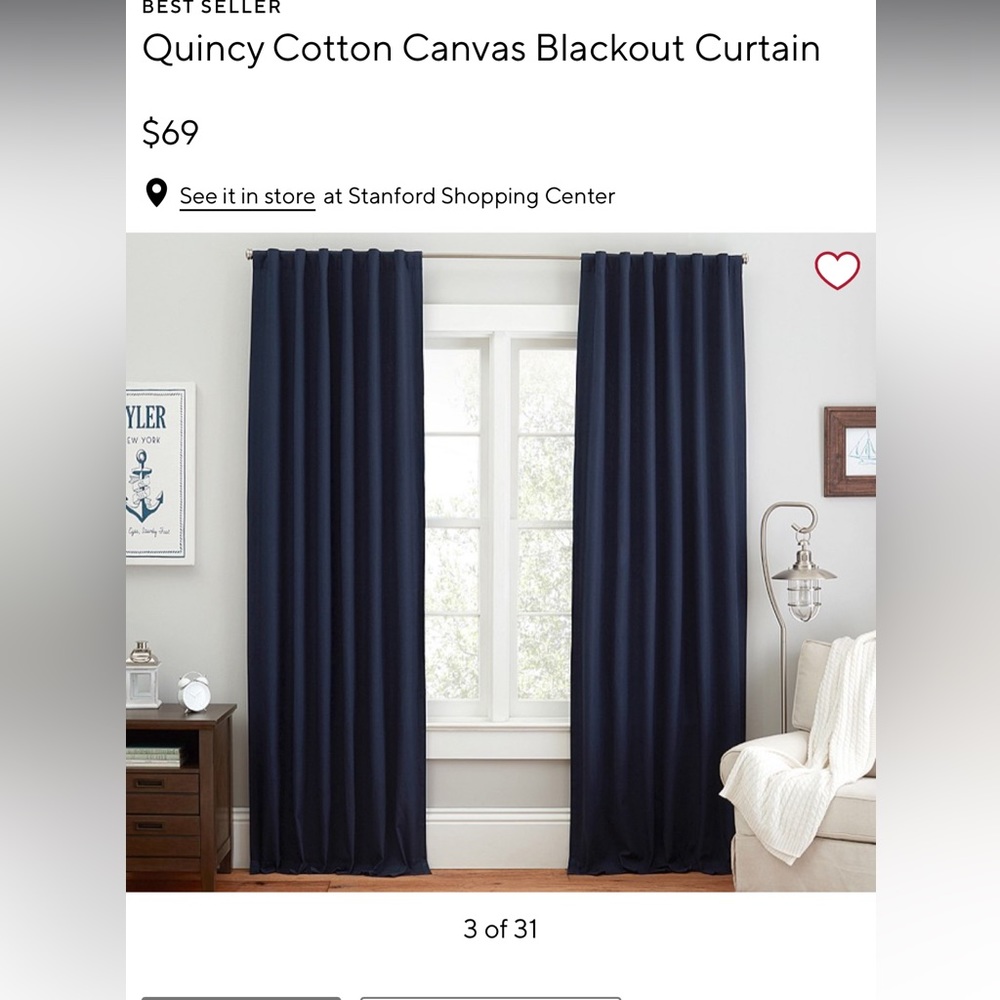 Navy Blue Pottery Barn Kids Blackout Curtains 44x84